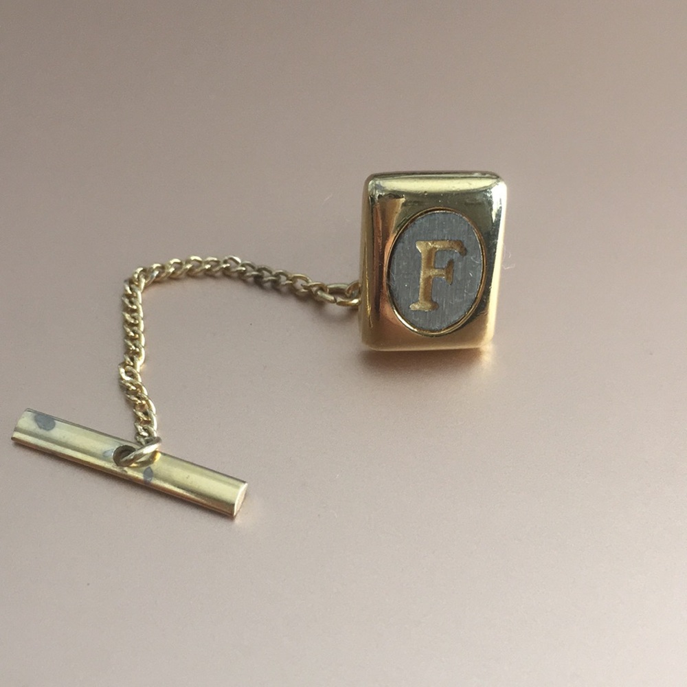 Initial F Tie Tack Pin chain bar